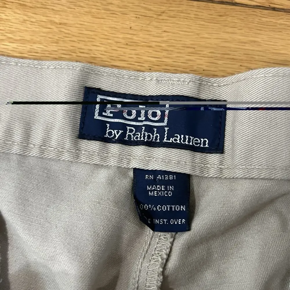 VTG Polo Ralph Lauren Andrew Style Pant Khaki Pleated Chino Dress Pants 34x30